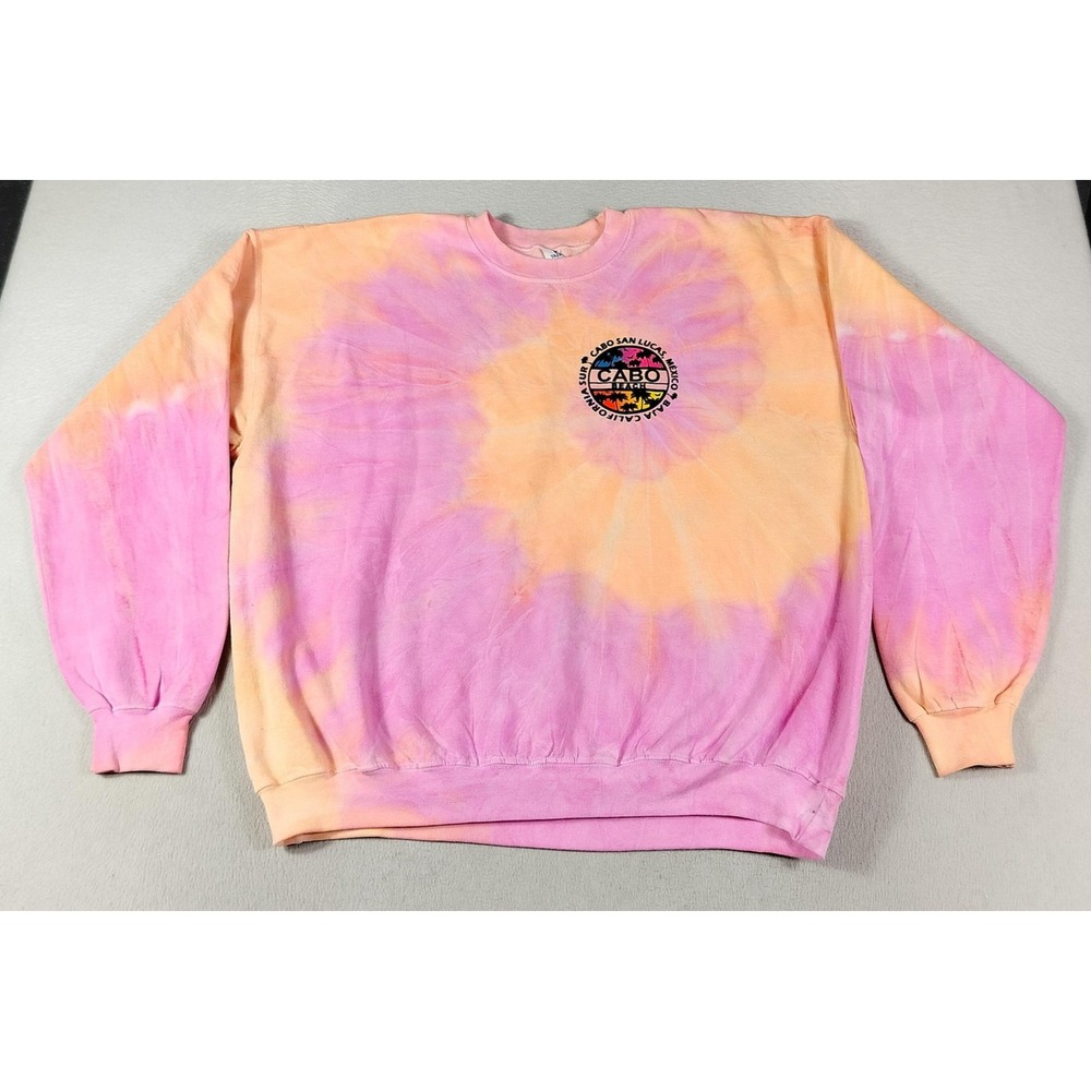 Yazbek Sweatshirt Mens 3XL Multicolor Tie Dye Cabo Beach Mexico Fleece Crewneck